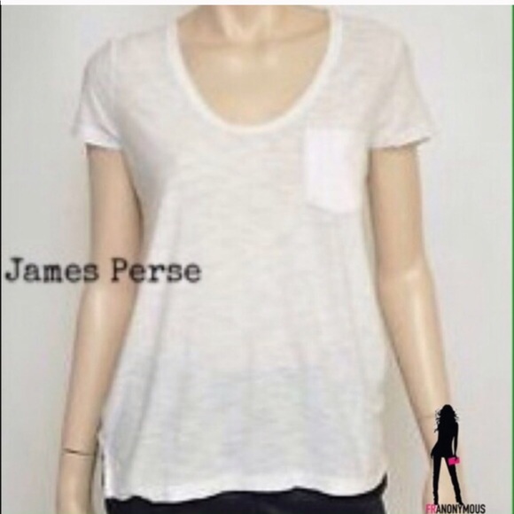 James Perse Tops - James Perse White Cotton Pocket Tee Shirt
